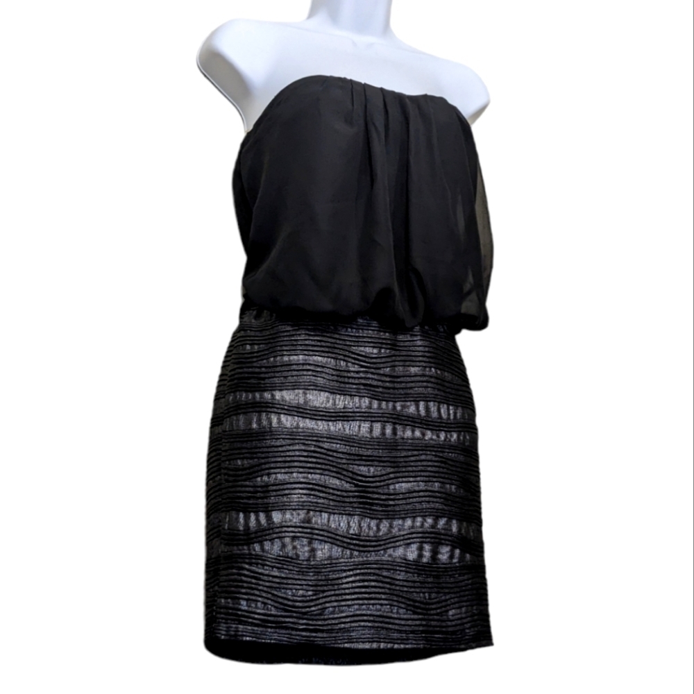 WET Seal Strapless Black Silver Dress Medium Sleeveles
